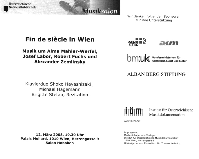 Plakat - Aus dem Tagebuch von Alma Mahler