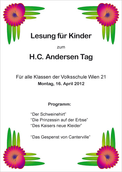 Plakat - Lesung fuer Kinder